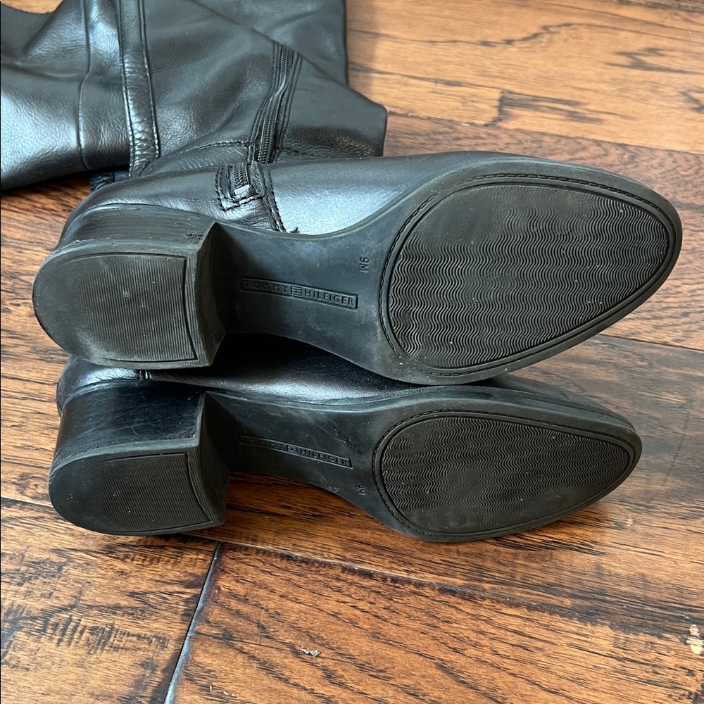 Tommy Hilfiger Gianna Black Over the Knee Leather Boots - Picture 4 of 6